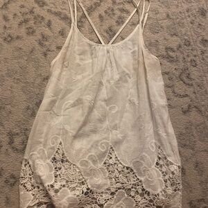 Cross back spaghetti strap white tank top